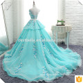 Real Picture Wedding Gown New Arrival Tiered Puffy Wedding Dress Top Beaded Colorful Tulle Ball Gown Sky Blue Wedding Dress